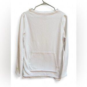Dudley Stephens White Fleece Pullover Kangaroo Pocket Sweatshirt Size Small
